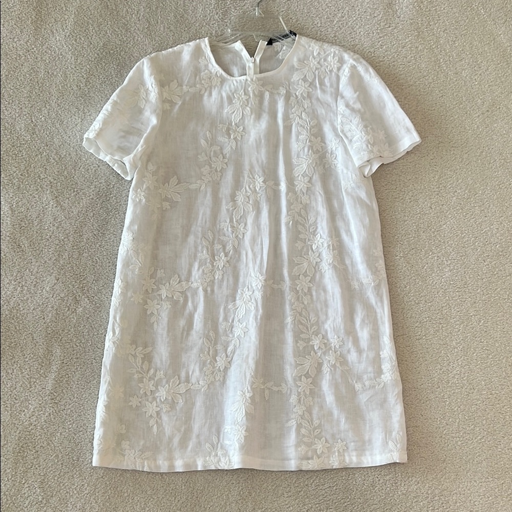 Linen Floral Embroidered Dress